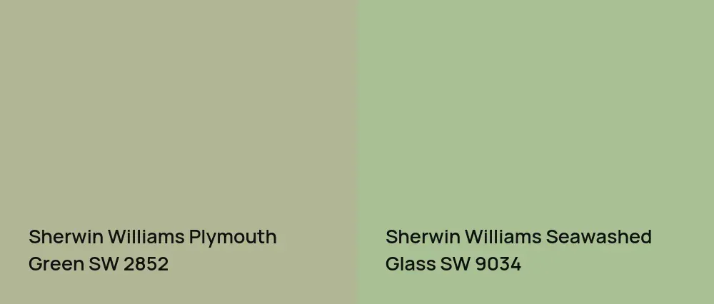 Sherwin Williams Plymouth Green SW 2852 vs Sherwin Williams Seawashed Glass SW 9034