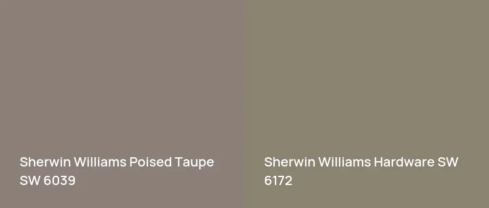 Sherwin Williams Poised Taupe SW 6039 vs Sherwin Williams Hardware SW 6172