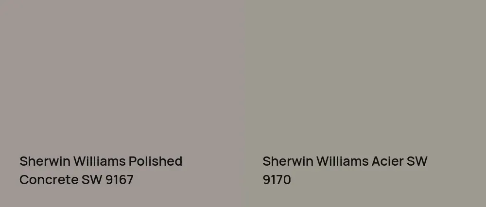 Sherwin Williams Polished Concrete SW 9167 vs Sherwin Williams Acier SW 9170