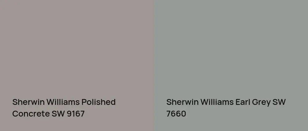 Sherwin Williams Polished Concrete SW 9167 vs Sherwin Williams Earl Grey SW 7660