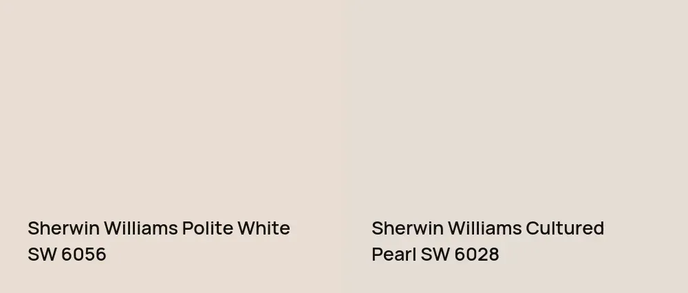 Sherwin Williams Polite White SW 6056 vs Sherwin Williams Cultured Pearl SW 6028