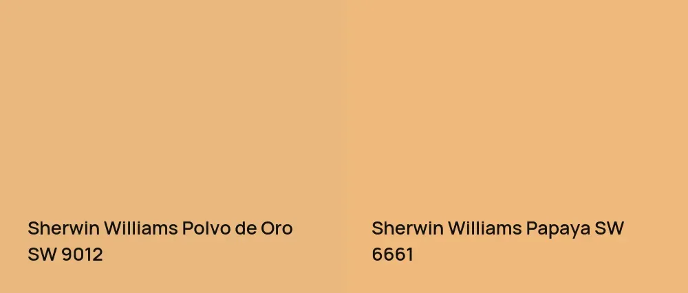 Sherwin Williams Polvo de Oro SW 9012 vs Sherwin Williams Papaya SW 6661