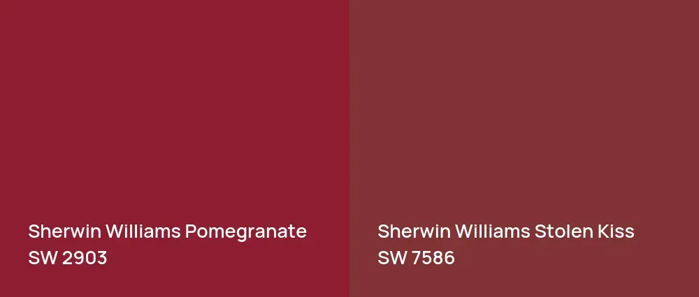 Sherwin Williams Pomegranate SW 2903 vs Sherwin Williams Stolen Kiss SW 7586