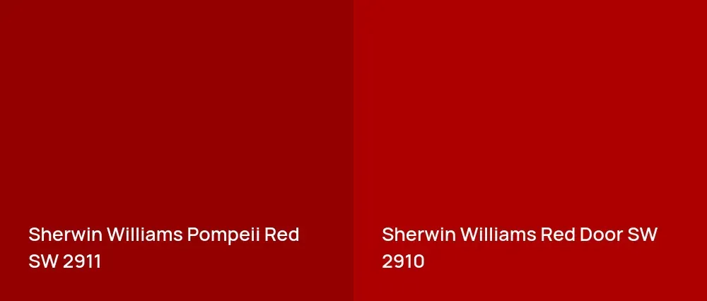 Sherwin Williams Pompeii Red SW 2911 vs Sherwin Williams Red Door SW 2910