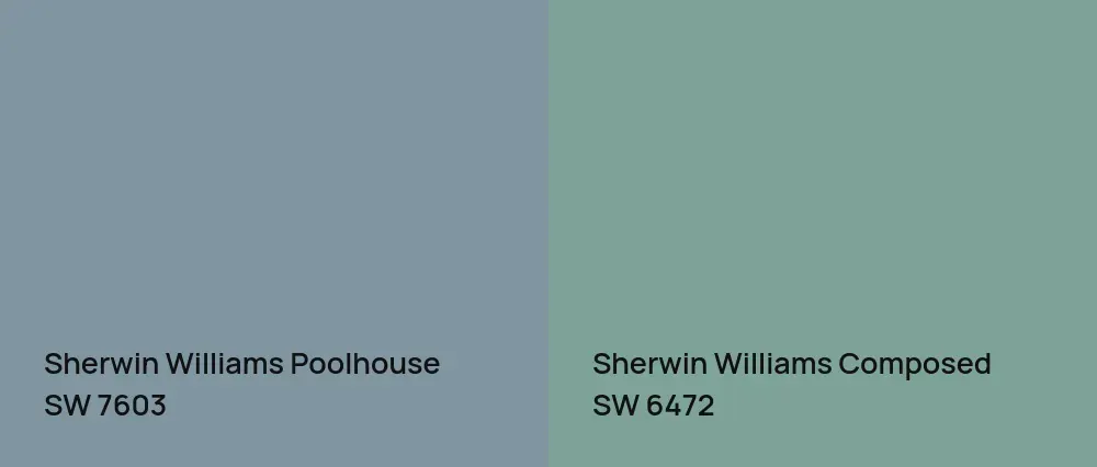 Sherwin Williams Poolhouse SW 7603 vs Sherwin Williams Composed SW 6472