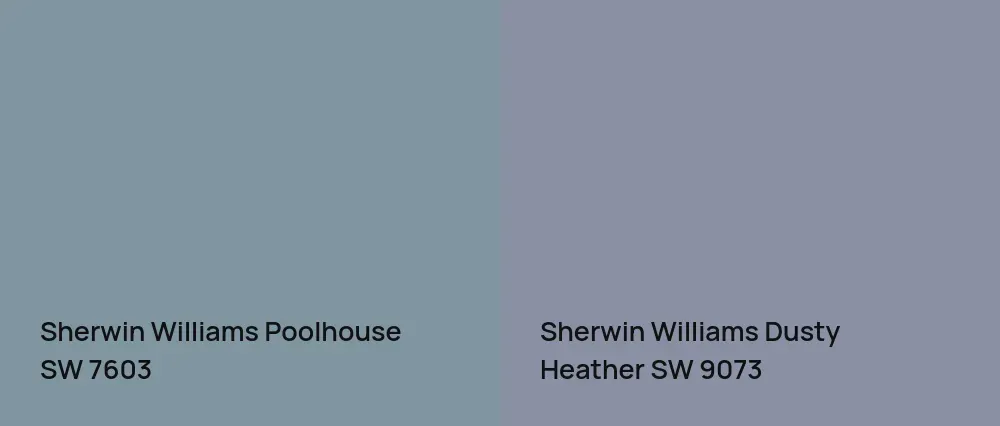 Sherwin Williams Poolhouse SW 7603 vs Sherwin Williams Dusty Heather SW 9073