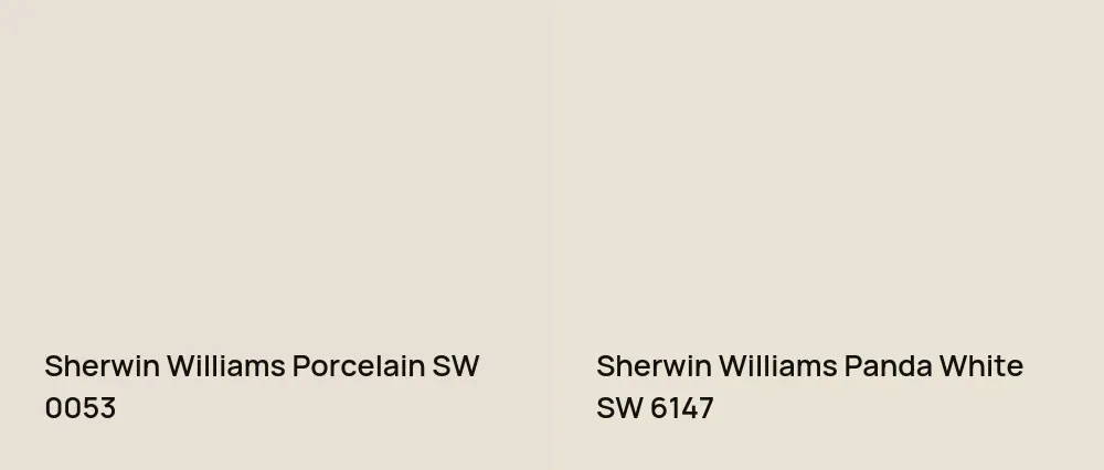 Sherwin Williams Porcelain SW 0053 vs Sherwin Williams Panda White SW 6147