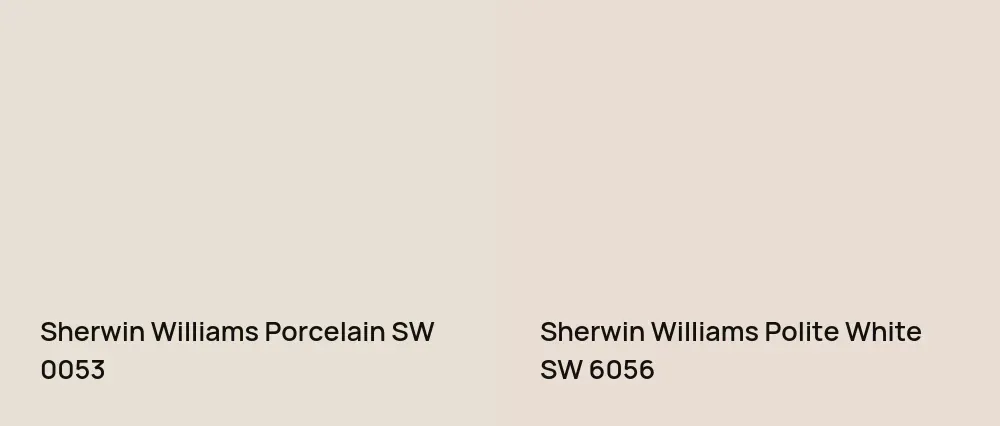 Sherwin Williams Porcelain SW 0053 vs Sherwin Williams Polite White SW 6056