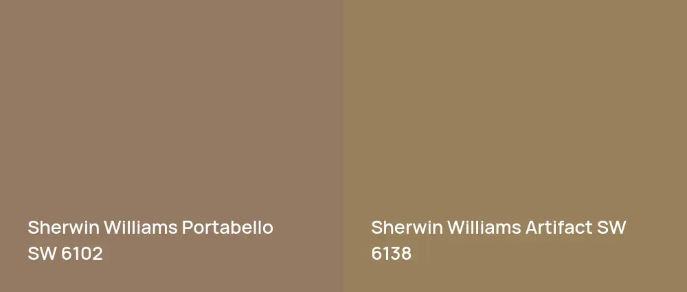 Sherwin Williams Portabello SW 6102 vs Sherwin Williams Artifact SW 6138
