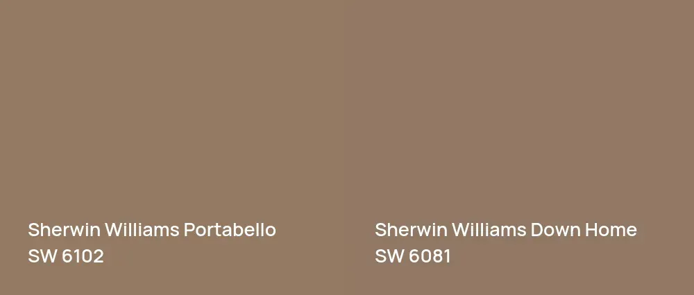 Sherwin Williams Portabello SW 6102 vs Sherwin Williams Down Home SW 6081