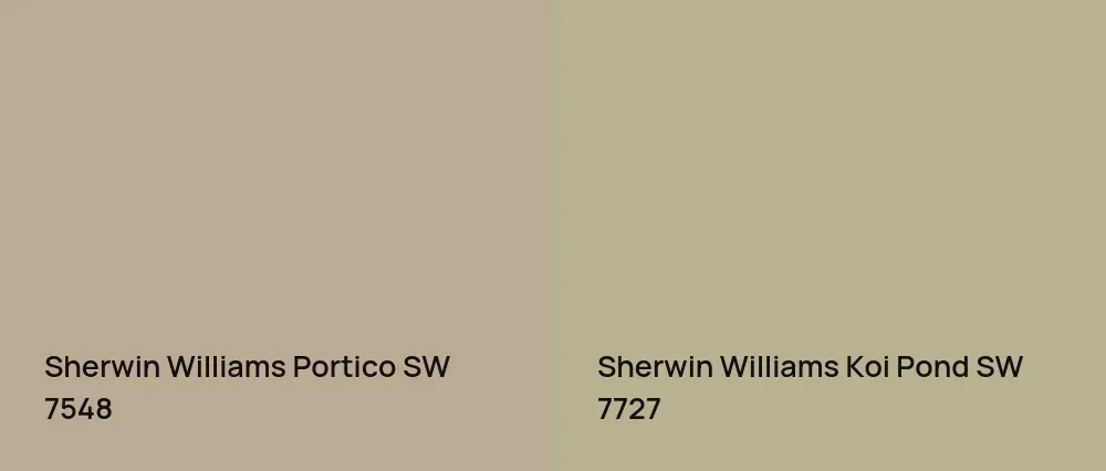 Sherwin Williams Portico SW 7548 vs Sherwin Williams Koi Pond SW 7727