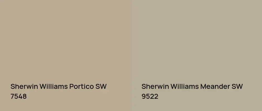 Sherwin Williams Portico SW 7548 vs Sherwin Williams Meander SW 9522