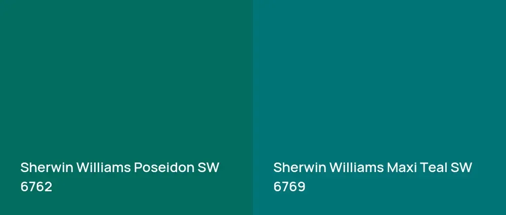 Sherwin Williams Poseidon SW 6762 vs Sherwin Williams Maxi Teal SW 6769