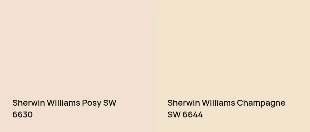 Sherwin Williams Posy SW 6630 vs Sherwin Williams Champagne SW 6644