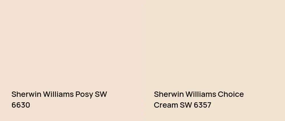 Sherwin Williams Posy SW 6630 vs Sherwin Williams Choice Cream SW 6357