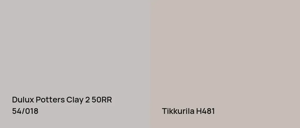 Dulux Potters Clay 2 50RR 54/018 vs Tikkurila  H481