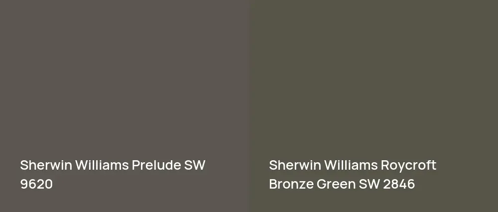 Sherwin Williams Prelude SW 9620 vs Sherwin Williams Roycroft Bronze Green SW 2846