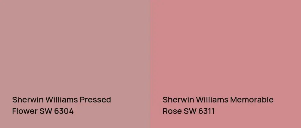 Sherwin Williams Pressed Flower SW 6304 vs Sherwin Williams Memorable Rose SW 6311