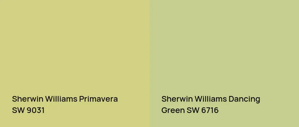 Sherwin Williams Primavera SW 9031 vs Sherwin Williams Dancing Green SW 6716