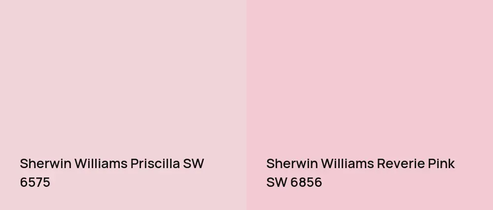 Sherwin Williams Priscilla SW 6575 vs Sherwin Williams Reverie Pink SW 6856
