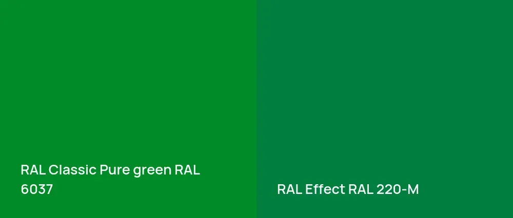 RAL Classic  Pure green RAL 6037 vs RAL Effect  RAL 220-M