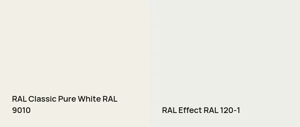 RAL Classic Pure White RAL 9010 vs RAL Effect  RAL 120-1
