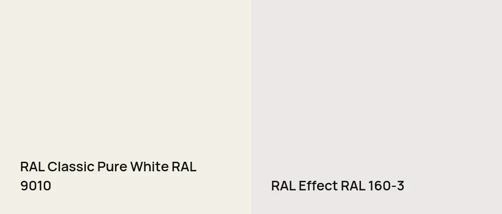 RAL Classic Pure White RAL 9010 vs RAL Effect  RAL 160-3