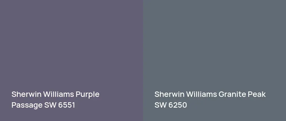 Sherwin Williams Purple Passage SW 6551 vs Sherwin Williams Granite Peak SW 6250