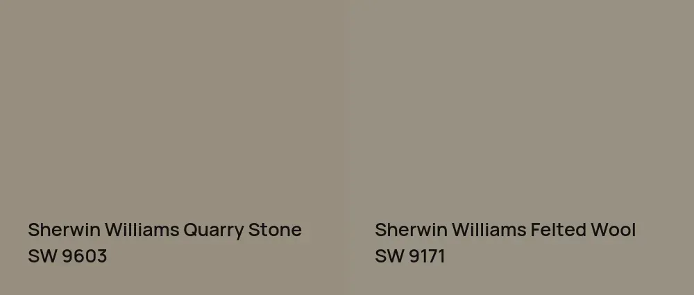 Sherwin Williams Quarry Stone SW 9603 vs Sherwin Williams Felted Wool SW 9171