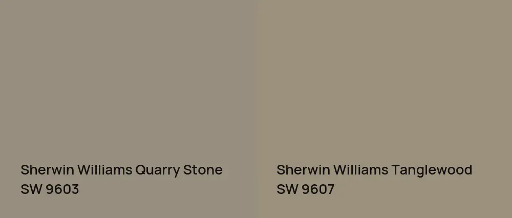 Sherwin Williams Quarry Stone SW 9603 vs Sherwin Williams Tanglewood SW 9607