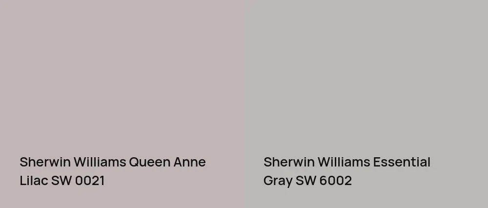 Sherwin Williams Queen Anne Lilac SW 0021 vs Sherwin Williams Essential Gray SW 6002