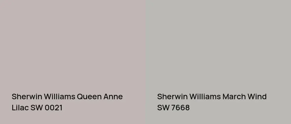 Sherwin Williams Queen Anne Lilac SW 0021 vs Sherwin Williams March Wind SW 7668