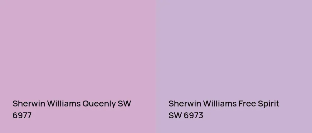 Sherwin Williams Queenly SW 6977 vs Sherwin Williams Free Spirit SW 6973