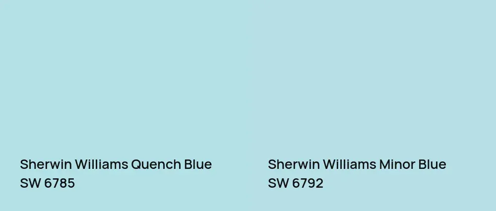 Sherwin Williams Quench Blue SW 6785 vs Sherwin Williams Minor Blue SW 6792