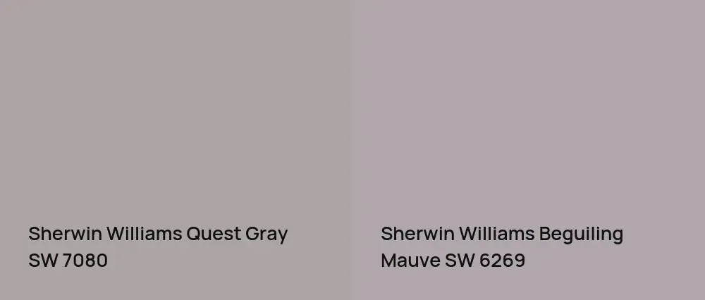 Sherwin Williams Quest Gray SW 7080 vs Sherwin Williams Beguiling Mauve SW 6269