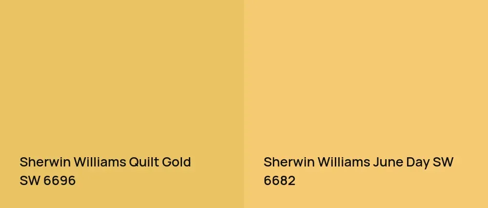 Sherwin Williams Quilt Gold SW 6696 vs Sherwin Williams June Day SW 6682