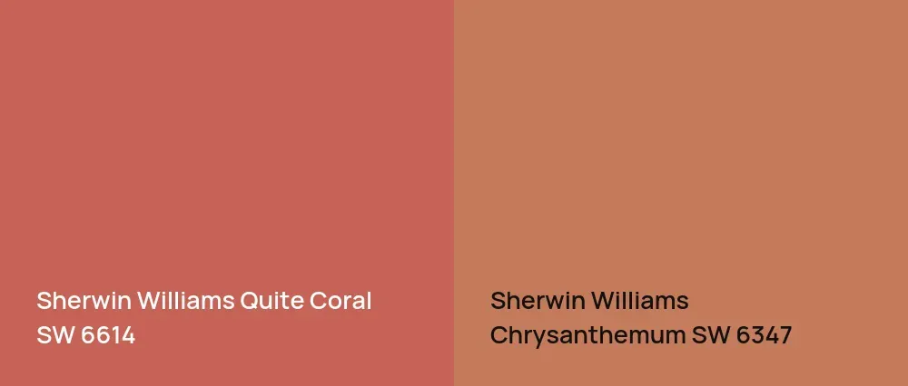 Sherwin Williams Quite Coral SW 6614 vs Sherwin Williams Chrysanthemum SW 6347