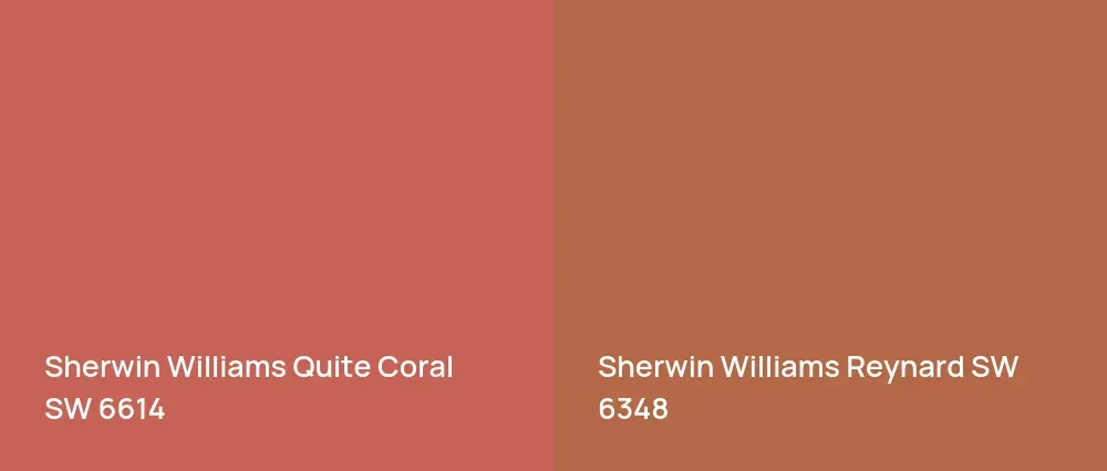 Sherwin Williams Quite Coral SW 6614 vs Sherwin Williams Reynard SW 6348