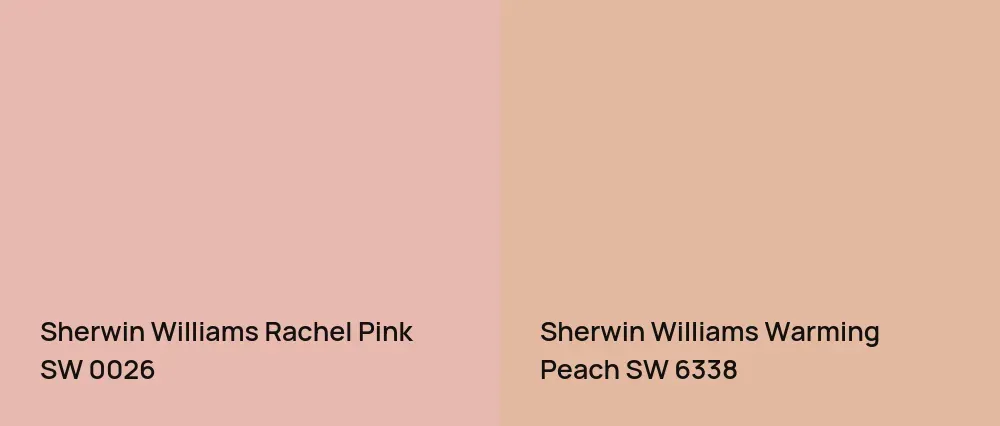Sherwin Williams Rachel Pink SW 0026 vs Sherwin Williams Warming Peach SW 6338