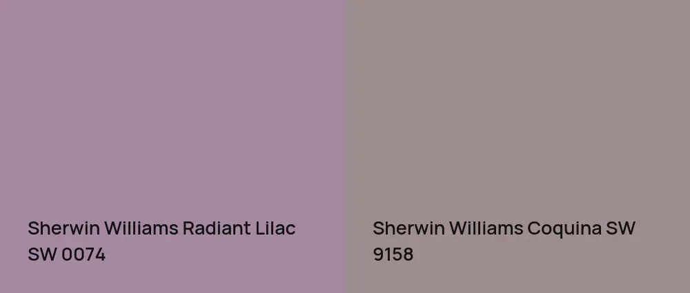 Sherwin Williams Radiant Lilac SW 0074 vs Sherwin Williams Coquina SW 9158