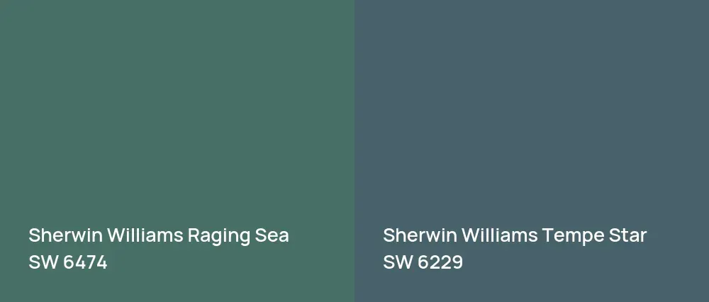 Sherwin Williams Raging Sea SW 6474 vs Sherwin Williams Tempe Star SW 6229