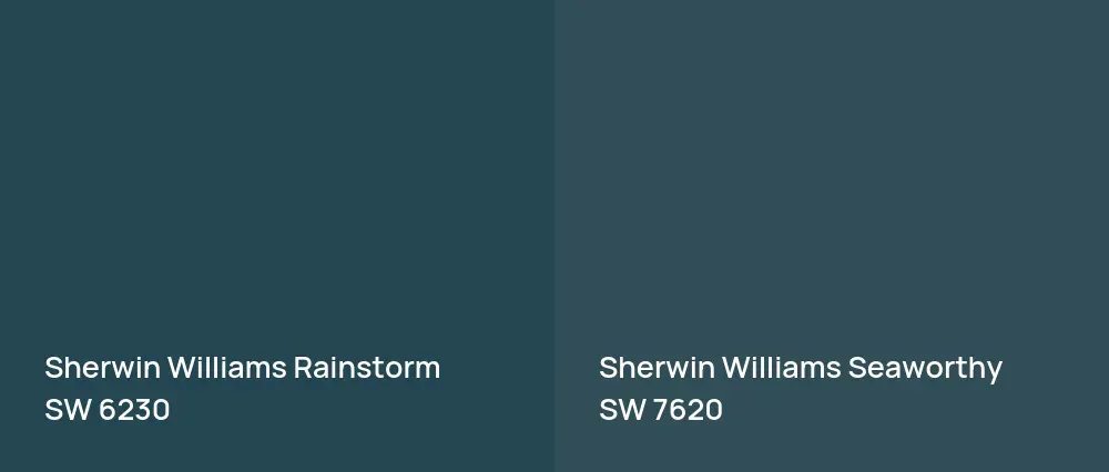Sherwin Williams Rainstorm SW 6230 vs Sherwin Williams Seaworthy SW 7620