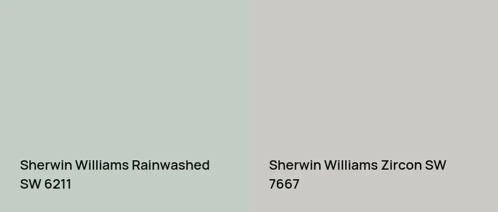 Sherwin Williams Rainwashed SW 6211 vs Sherwin Williams Zircon SW 7667