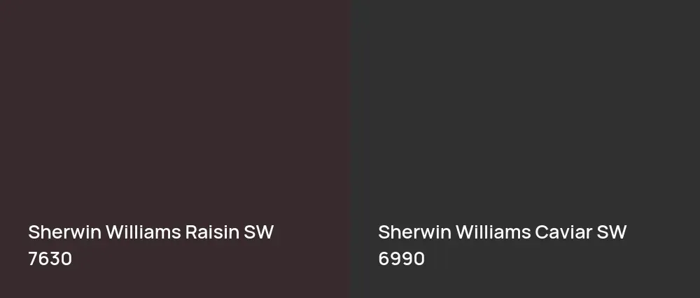 Sherwin Williams Raisin SW 7630 vs Sherwin Williams Caviar SW 6990