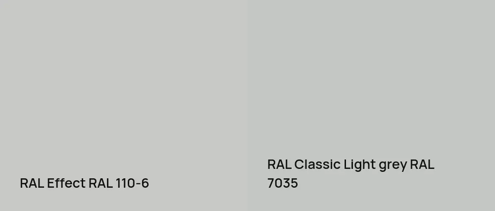 RAL Effect  RAL 110-6 vs RAL Classic  Light grey RAL 7035