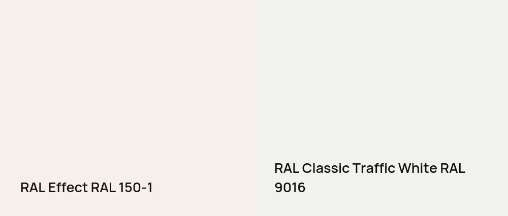 RAL Effect  RAL 150-1 vs RAL Classic Traffic White RAL 9016