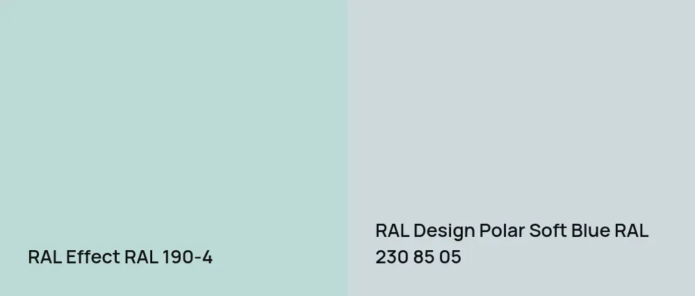 RAL Effect  RAL 190-4 vs RAL Design Polar Soft Blue RAL 230 85 05
