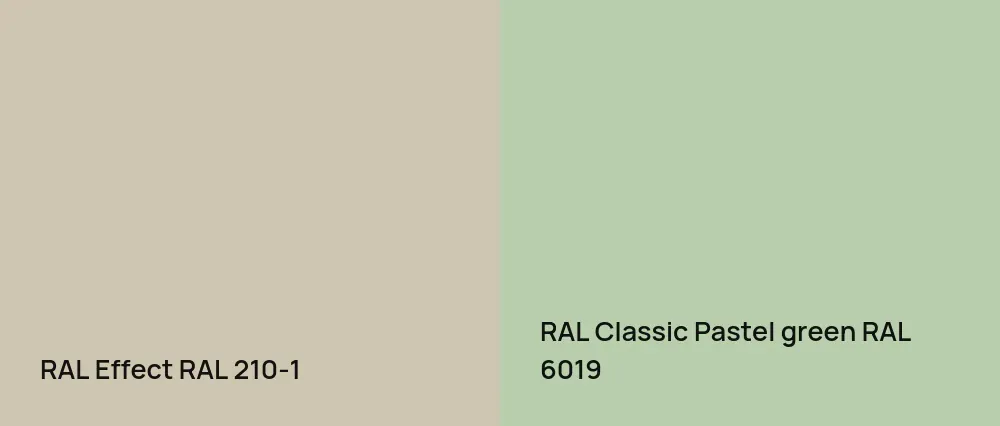 RAL Effect  RAL 210-1 vs RAL Classic  Pastel green RAL 6019