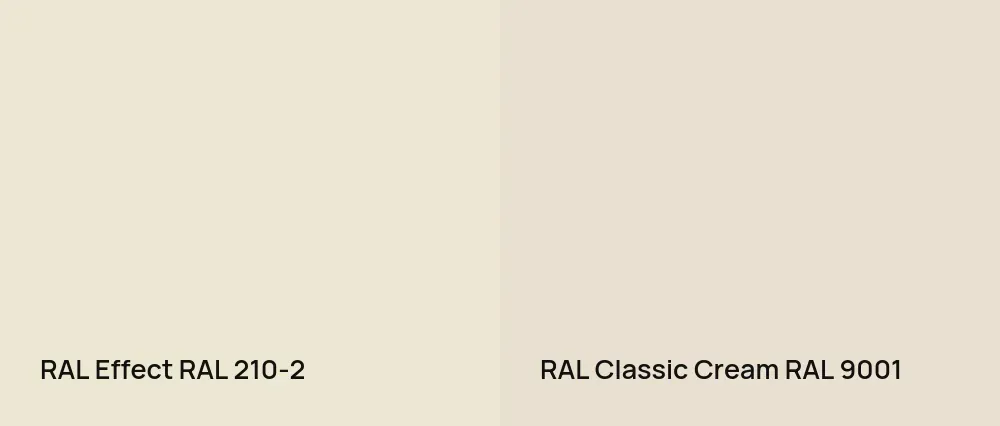 RAL Effect  RAL 210-2 vs RAL Classic  Cream RAL 9001