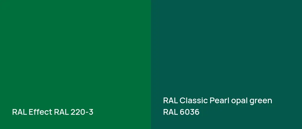 RAL Effect  RAL 220-3 vs RAL Classic  Pearl opal green RAL 6036